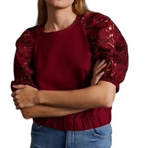 Anthropologie Dolan Lace Sleeve Sweatshirt